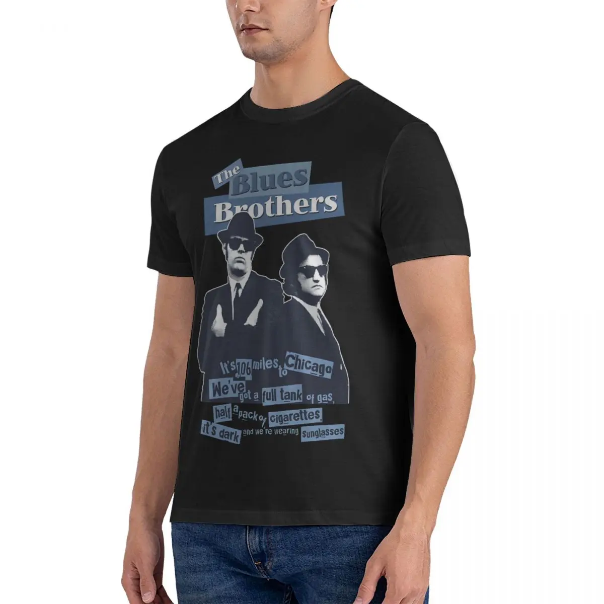 Tunnel Escape Magical The Blues Brothers T Shirts for Men Pure Cotton Vintage T-Shirts O Neck Jake & Elwood Tee Shirt