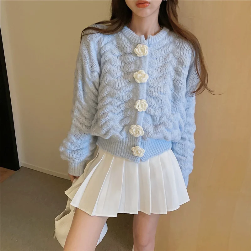 Vintage Style Women Clothing 2022 Lazy Style Contrast Sweater Cardigan Jacket Niche Knit Sweater Spring/autumn Long-sleeved Top