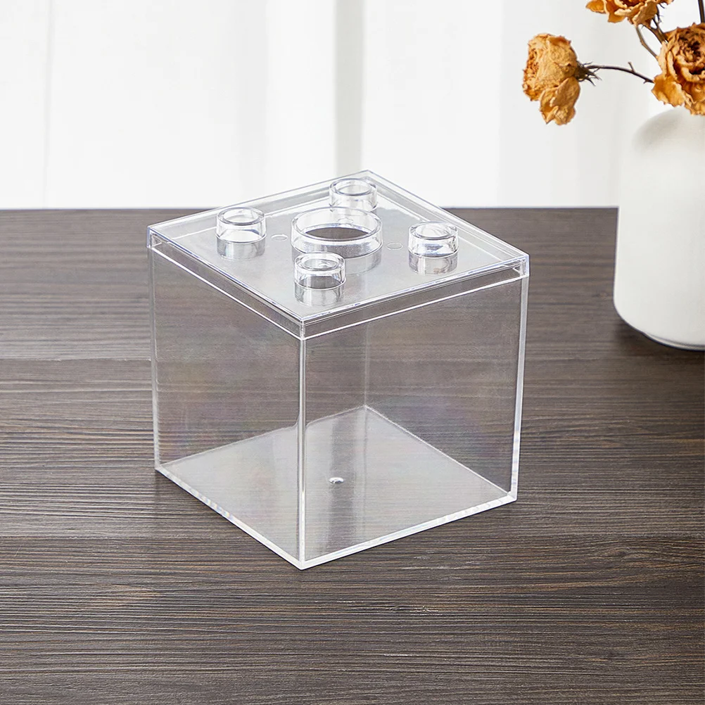 2Pcs Clear Plastic Box Set Square Storage Cubes for Craft Supplies Candy Jewelry Minimalist Design Easy Access Transparent