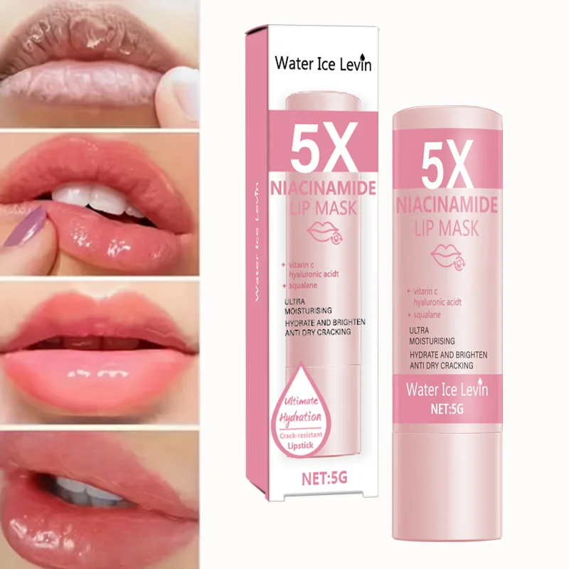 Máscara Labial com Niacinamida 5g, Vitamina C e Ácido Hialurônico - Ultra Hidratante Iluminadora, Bálsamo Labial Anti-Ressecamento