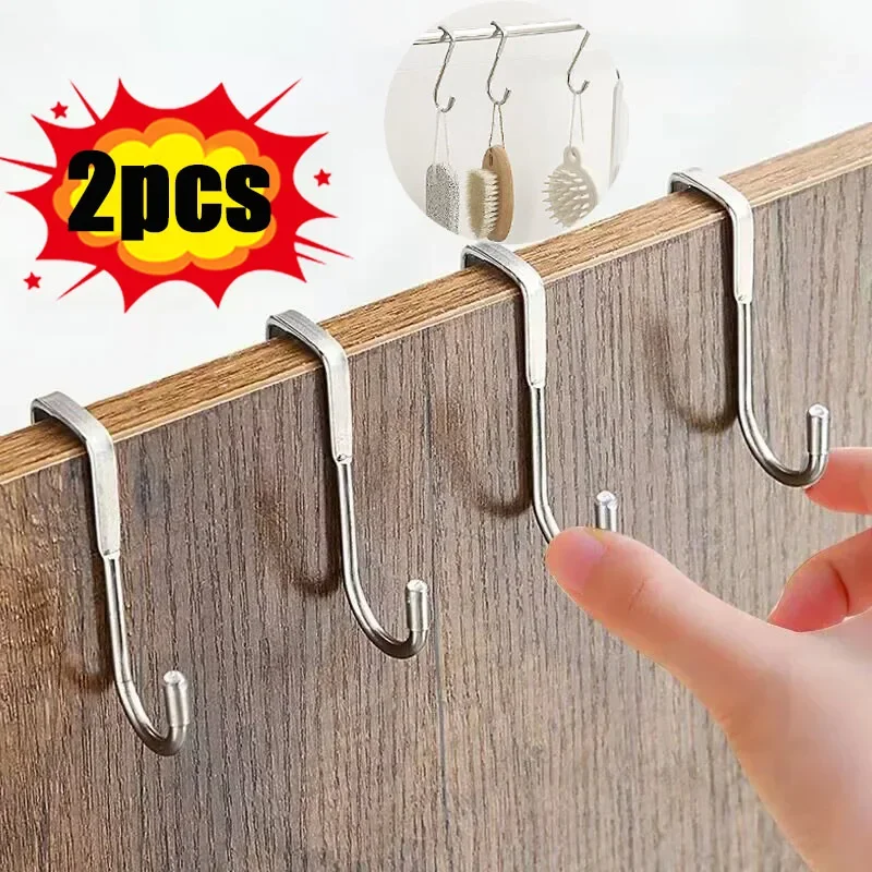 

201 Hook Stainless Steel Hook Hooks Free Stamping Double S-hook Kitchen Bathroom Cabinet Door Rear Type Coat Towel Rack Home