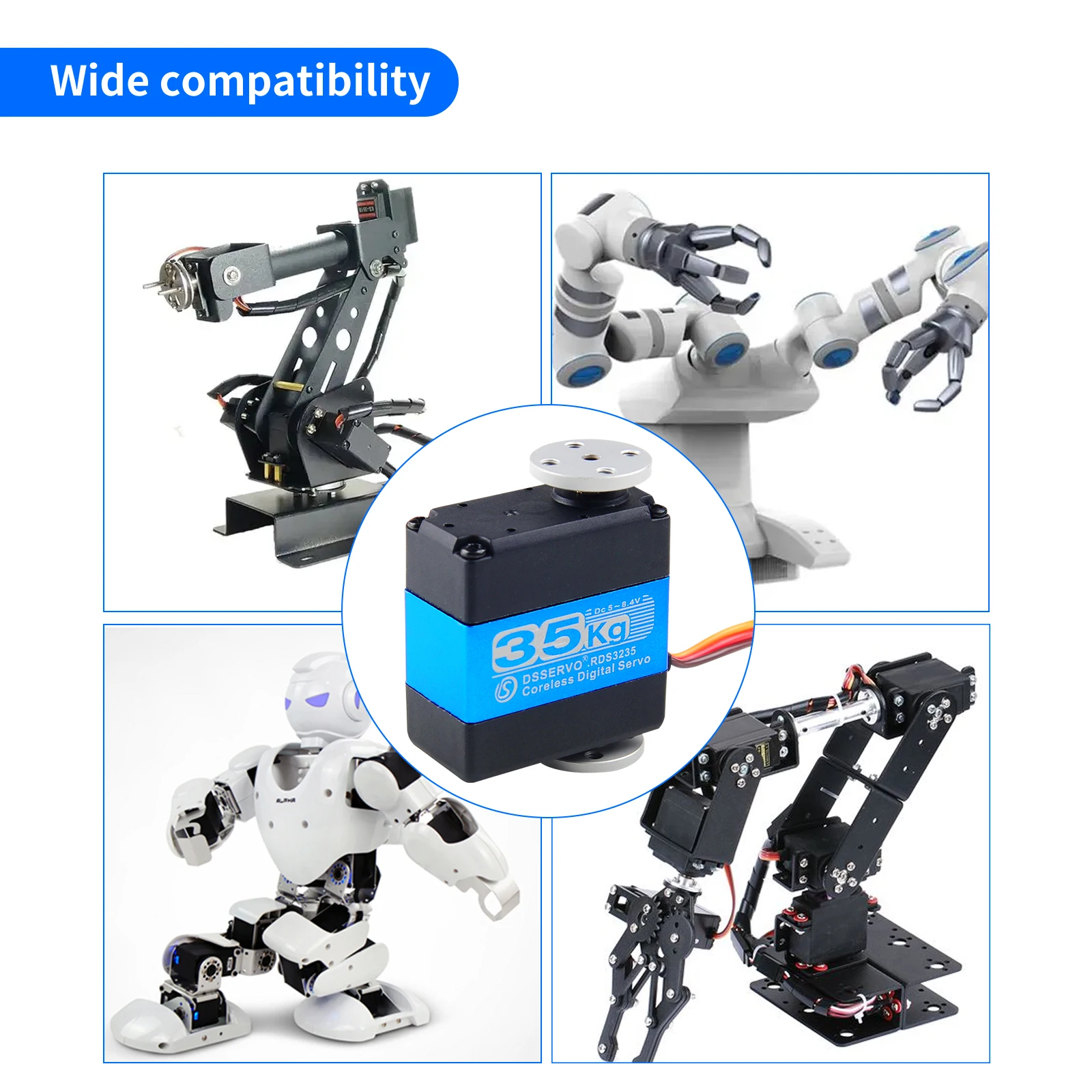 25/35/45KG Metal Gear Digital Servo - Coreless Motor, Dual Shaft, U Bracket for Robot/Drone/Crawler RDS Series