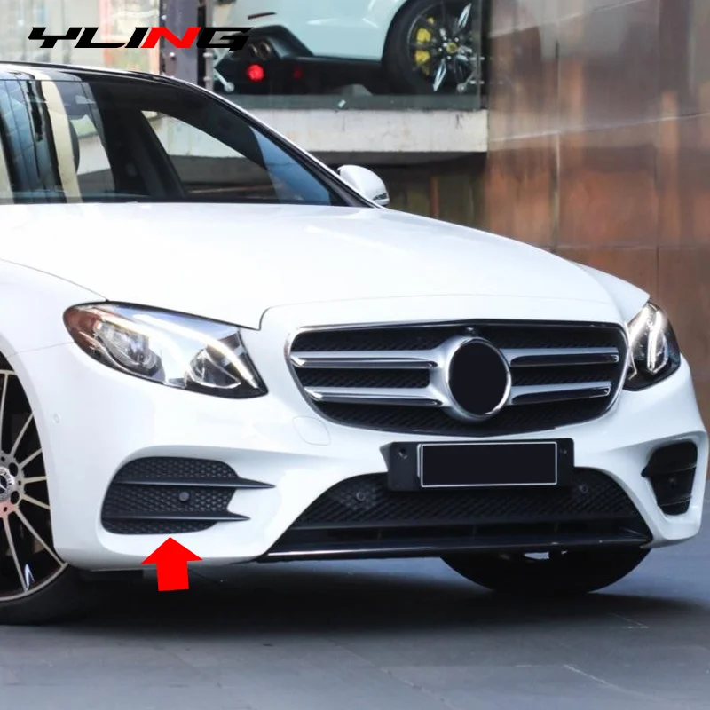 Fit For Mercedes-Benz Accessories E Class W213 E200 E260 E300 2016-2020 Front Bumper Lip Splitter Fog Lamp Grille Cover Trim Spo