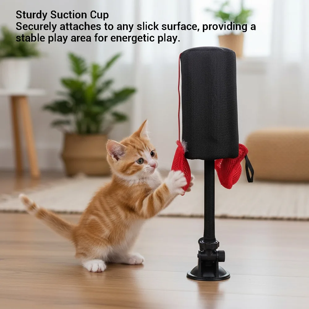 Spring Style Swing Cat Punching Bag with Suction Cup Base Cat Training & Play System Interactive Cat Boxing Cat