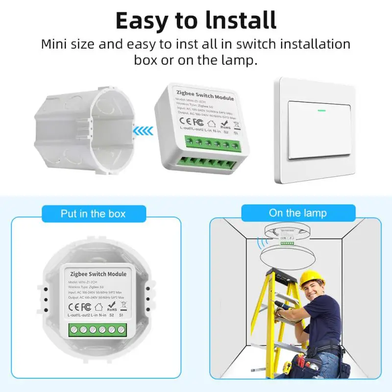 Módulo de interruptor inteligente Tuya Zigbee, dispositivo con WIFI, 1/2/3/4 entradas, Control de 2 vías, funciona con Alexa, Google home, Yandex,