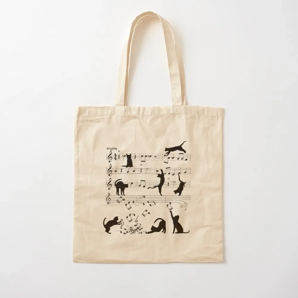 

Cat Playing Clef Notes Piano Music Funny Musical Cats Cute Gift Tote Bag bags for women Handbags women Bag