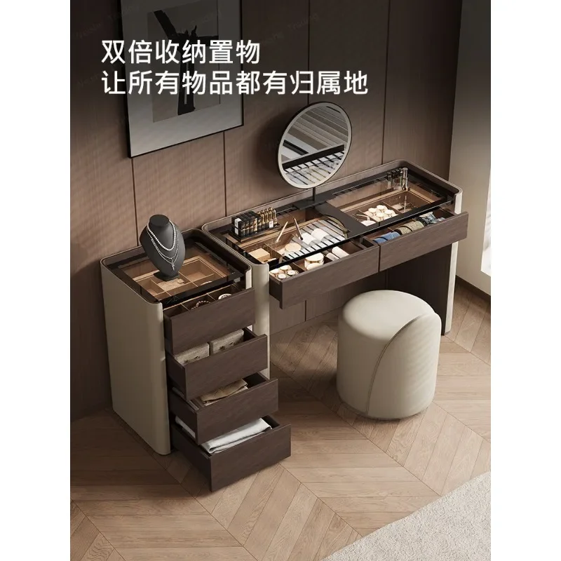 Italian dresser room modern designer chest integrated solid wood makeup table sleeping small apartment sensor lamp makeup table