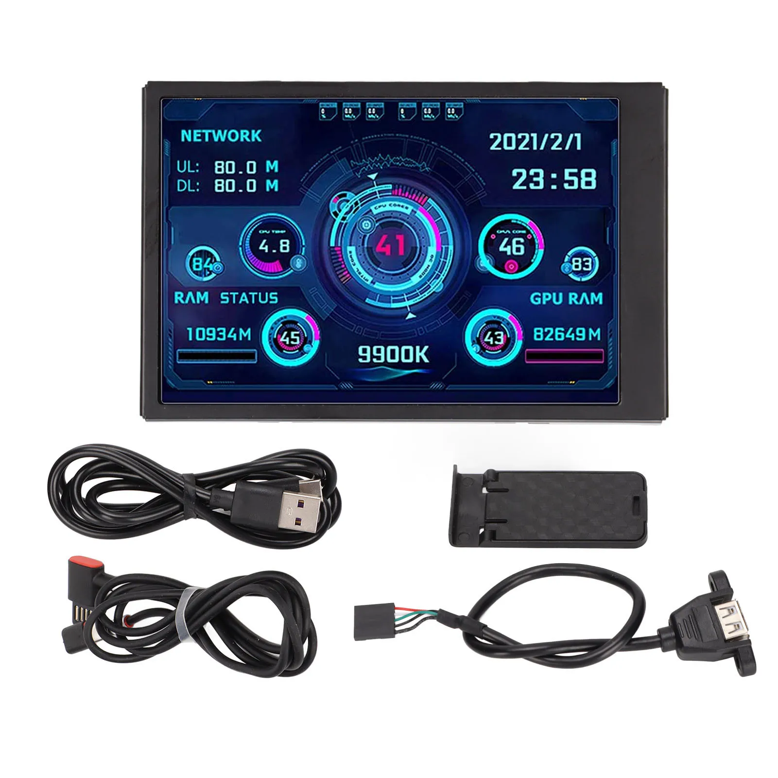 3.5in IPS USB Mini Screen AIDA64 PC CPU RAM Data Monitor PC Case Sensor Panel Display Temperature Monitor Computer Temp Monitor