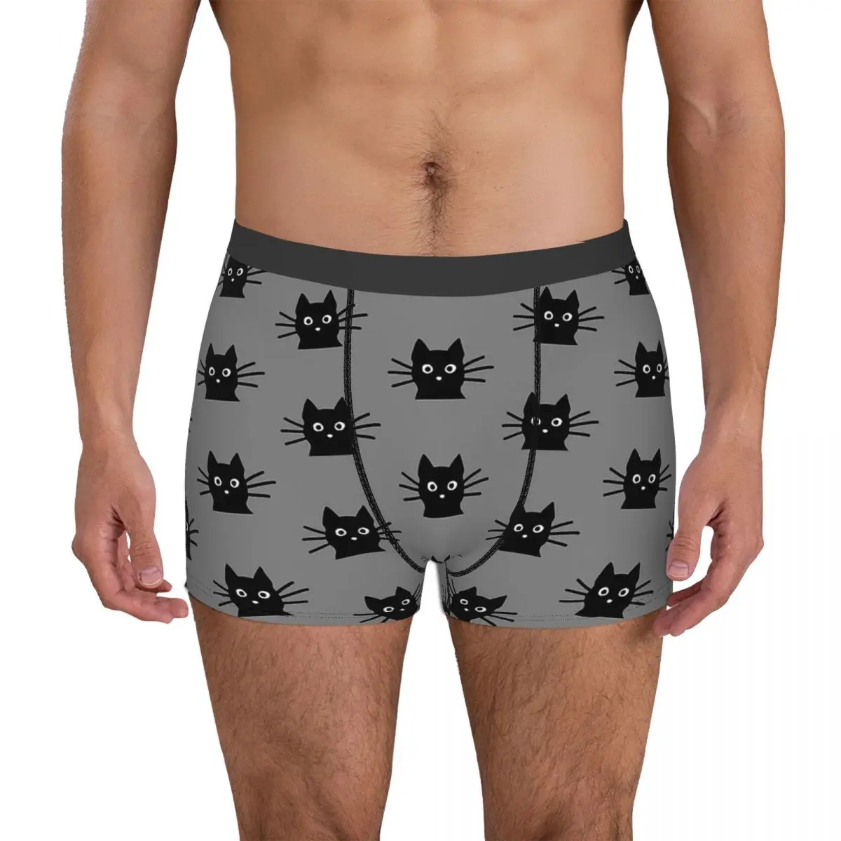 Black Cat Face Underpants Homme Panties Men\'s Underwear Ventilate Shorts Boxer Briefs