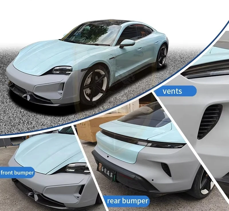 Car Styling Old to New Turbo S Body Kits for  Taycan Turismo Front Bumper Lip Rear Air Vents Upgrade Facelift Bodykit
