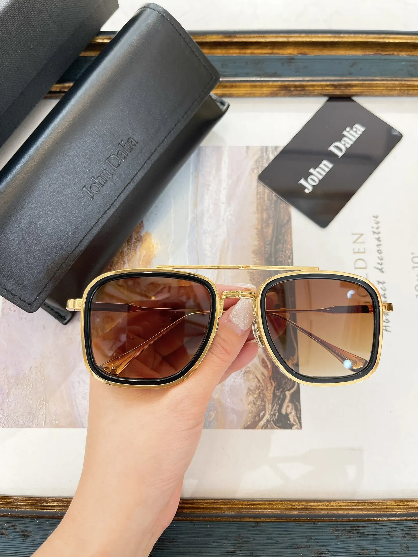 ORIGINAL JOHN DALIA ROBERT Top Quality Alloy Frame Business Men Sunglasses Luxury UV400 Driving Anti-Glare Women Couple Eyewear