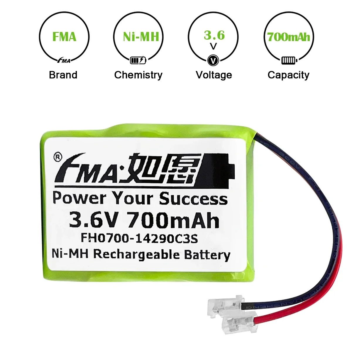 FMA 3.6V Ni-MH Ni-Cd 500-700mAh 2/3AA Rechargeable Battery for Elton FR-300 FRX3 Radio Cordless Phones Emergency Tools