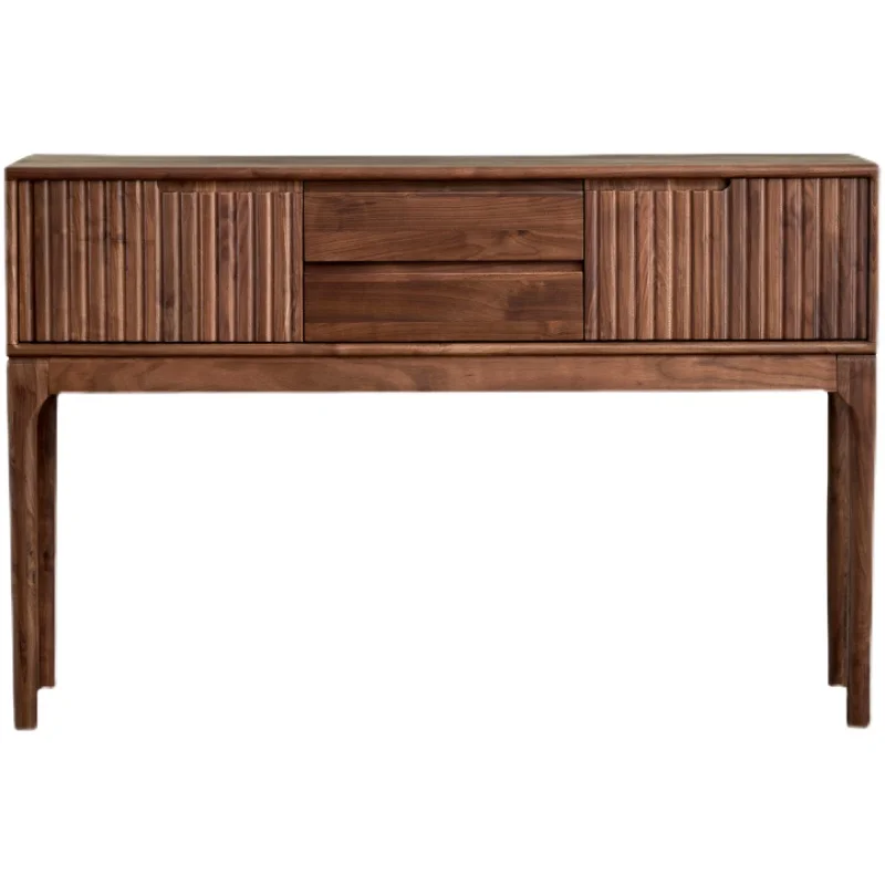 

Nordic black walnut entrance cabinet Solid wood table case Simple new Chinese style foyer aisle side cabinet
