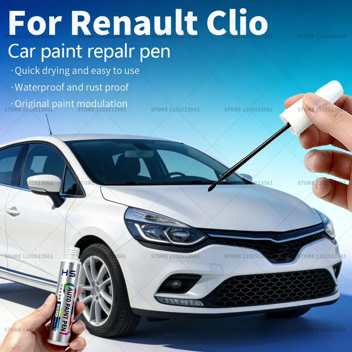 

Карандаш для ремонта краски Renault Clio, средство для удаления царапин, аксессуары для автомобиля, цвета: серый, синий, черный, белый, красный.