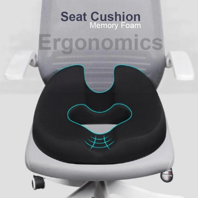 

38x45x12cm Memory Foam Seat Cushion for Tailbone Sciatica Back Pain Relief Comfort Non-Slip Coccyx Chair Cushion Car Cushion