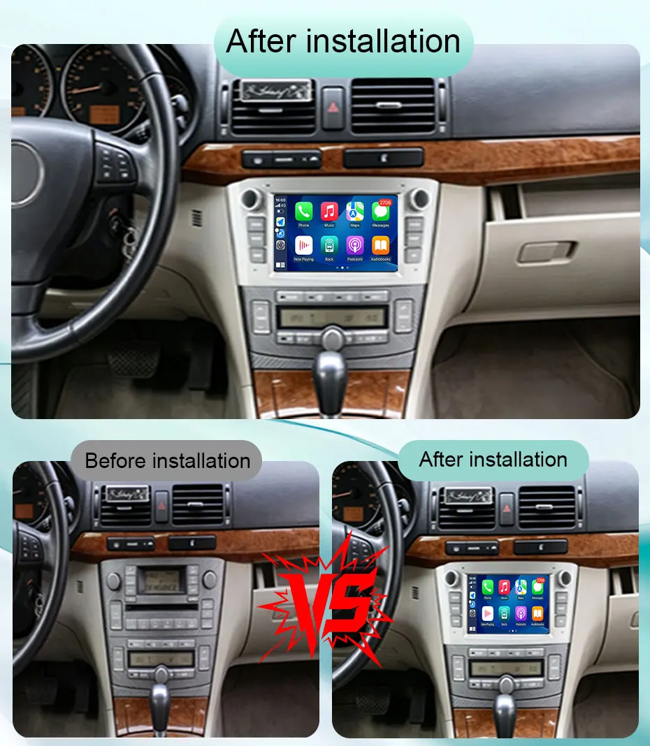 7 inch for Toyota Avensis T25 2002-2008 Multimedia Player CarPlay Android Auto Car Radio GPS Navigation Blueetooth DSP WiFi QLED view 2