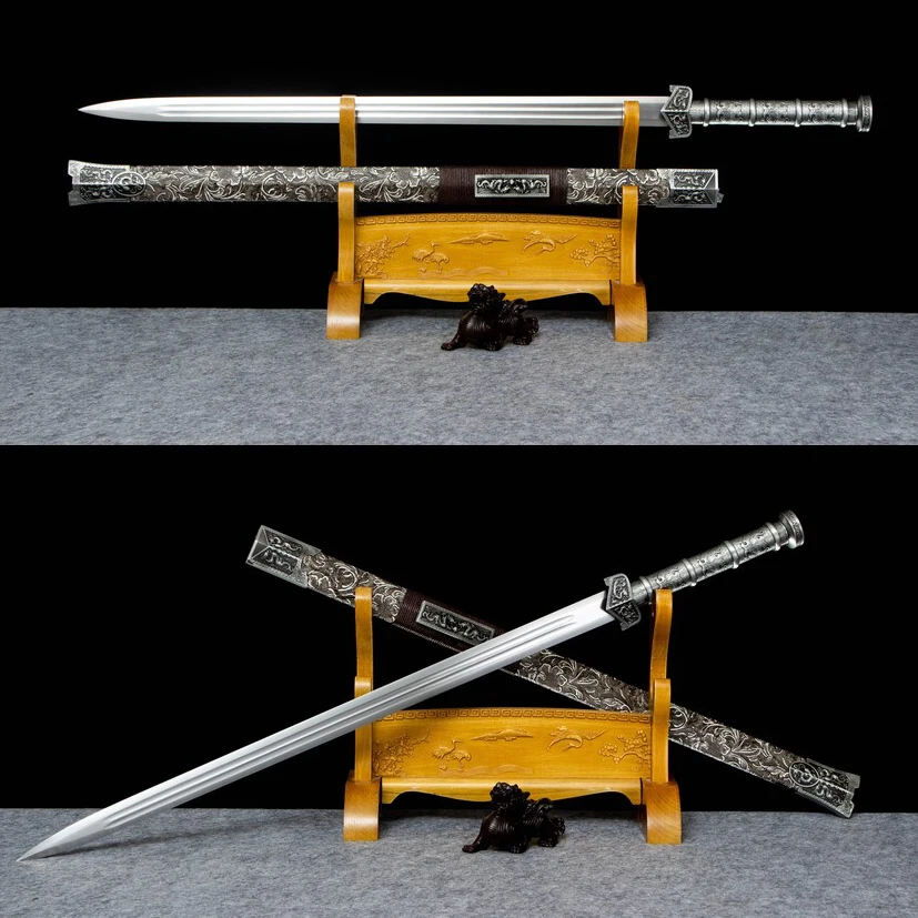 

105cm Four Beasts Han Sword Medieval Battle preparation katana full tang Manganese Steel Edge Cutting Ninja Kung Fu Martial Arts