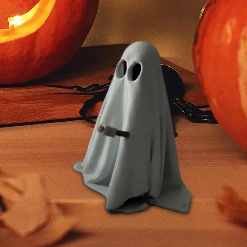 Dekorasi hantu Halloween patung hantu kecil dengan api Resin dekorasi hantu Dekorasi Rumah Halloween patung hantu untuk keluarga