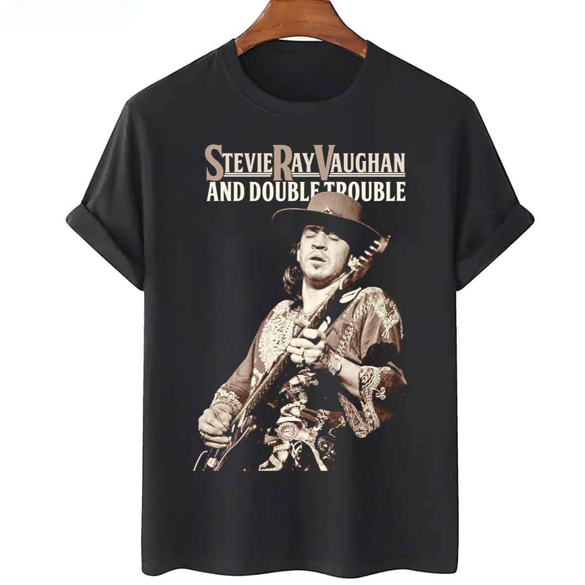 

Летняя популярная футболка с короткими рукавами и 3D-печатью Stevie Ray Vaughan Concert, черная унисекс, все