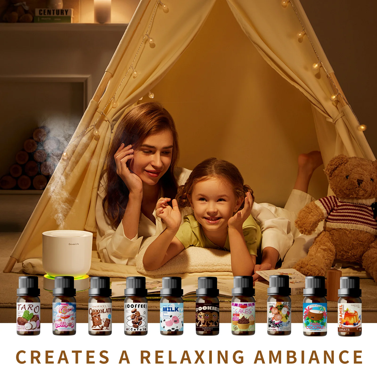 Huile essentielle pour soins de la peau, lait, chocolat, café, gâteaux glacés, sucette, noix de coco, Caramel, pouding, guimauve, cadeaux, 4 pièces, 10ml