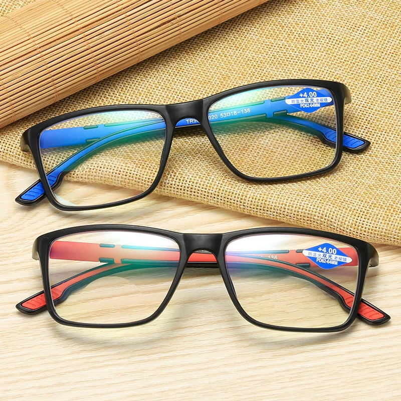 

New Fashionable Dual Splicing Anti Blue Light Reading Glasses Ultra Light Elderly Presbyopia Eyewear Eye Protection Eyeglasses