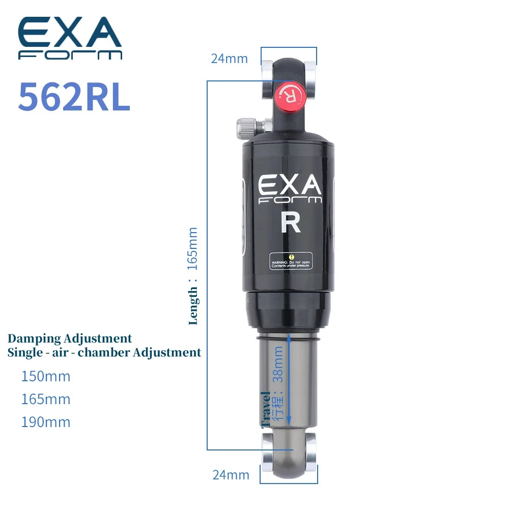 1 pcs KS EXA  Bike Air Shock Absorber 150/165/190mm 588RL 582RL 562RL MTB Damping Single/Double Air Chamber Bicycle Rear Shock