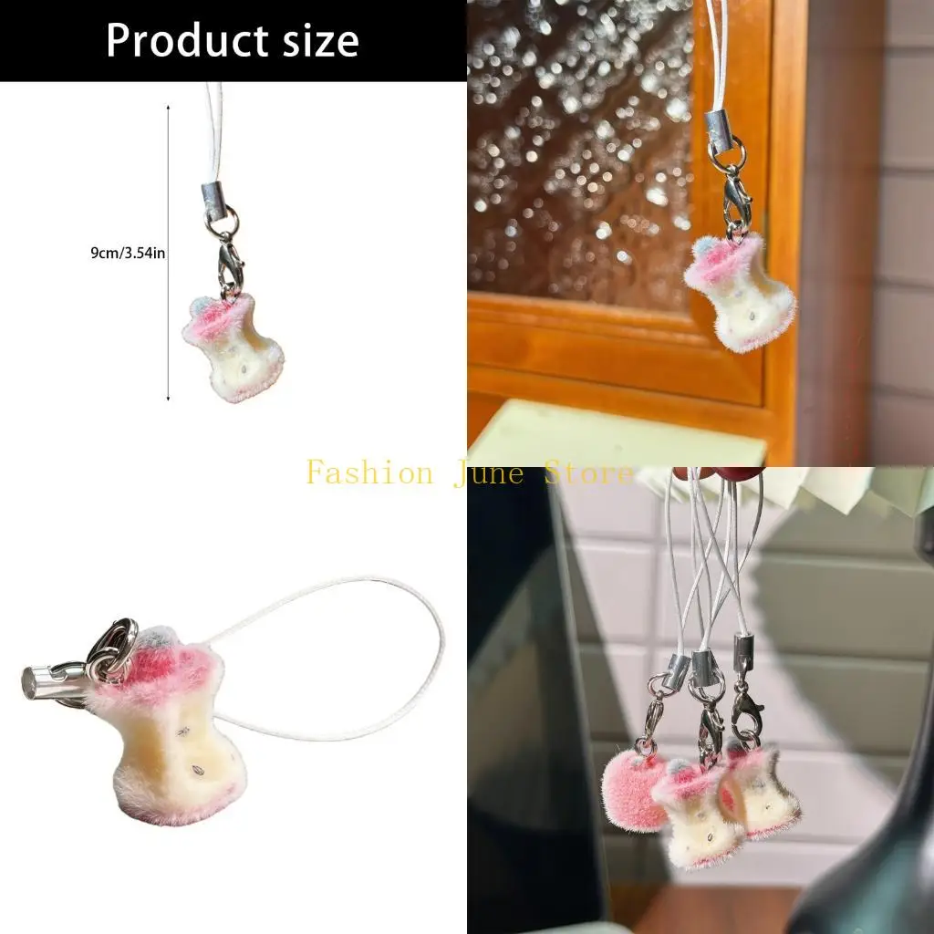 N5KA Heart Shaped Plush Keychain with Plush Materials Perfect for Keys Phones and Bags Lightweight Decorative  Item
