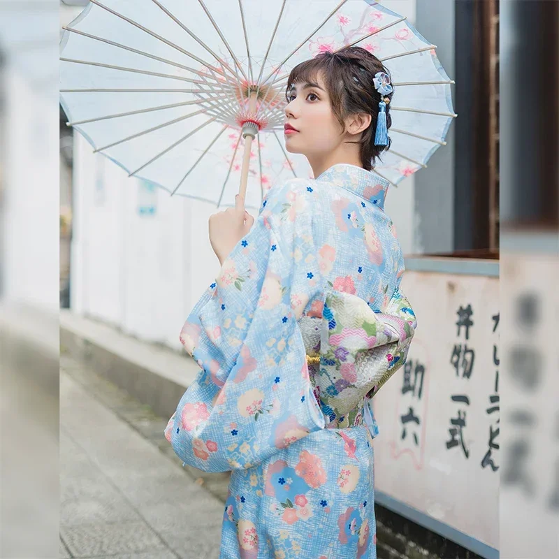 Vintage Style Women's Long Dress Traditional Japan Kimono Print Color Yukata Bathrobe Cosplay Photography Dress Graduation Dress