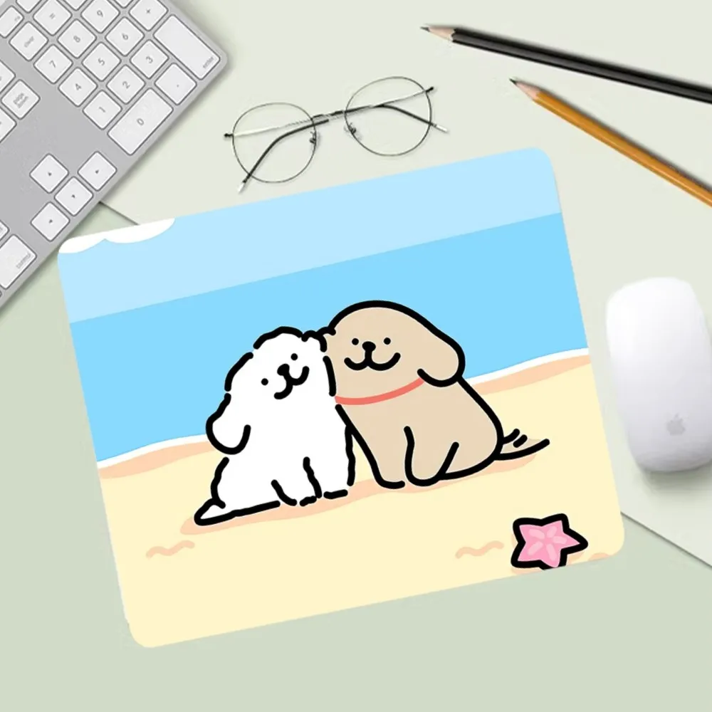 Line Dog Cute Mousepad Computer Desk Mat Table Keyboard Pad Laptop Cushion Non-slip Deskpad