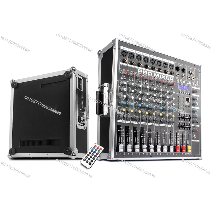 GH-980 8-channel Mixer with Power Amplifier High-power Outdoor Stage Audio Wireless Microphone Bluetooth 2800W*2800W