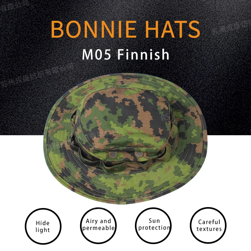 

M05 Finnish Woodland Camouflage Bonnie Hat NYCO 50/50 Rip-stop Nylon Cotton Mil-spec Tactical Fabric Waterproof NIR