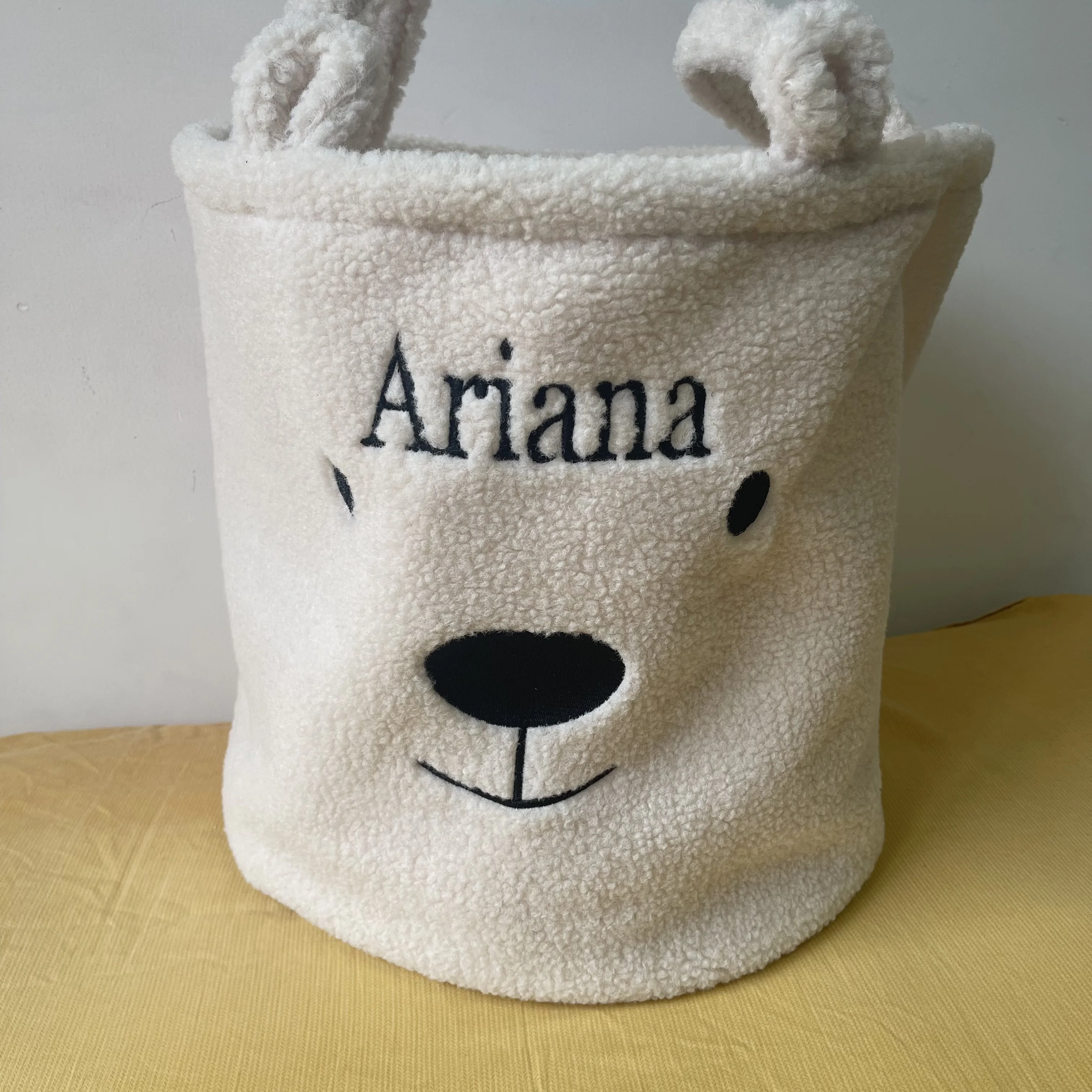 

New Baby Gift Party Embroidery Name Little Bear Storage Basket Baby Toy Storage Bag Personalized Baby Diaper Classification Bag