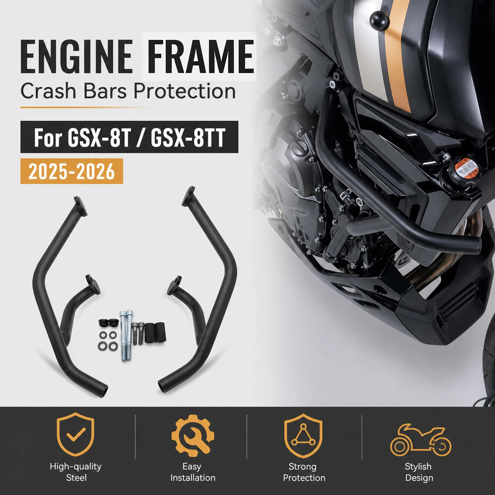 Motorcyle Side Engine Guard Crash Tank Bar Bumper Fairing Frame Protector For GSX8T GSX8TT GSX-8T 2026 GSX-8TT GSX 8TT 2025