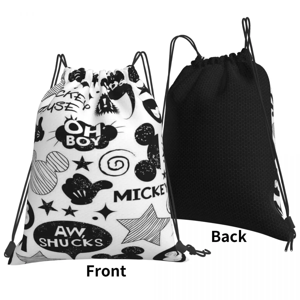 Padrão personalizado Logotipo Drawstring Bag, Mickey Mouse Mochila De Viagem, Saco De Armazenamento De Estudante, Saco De Escola 