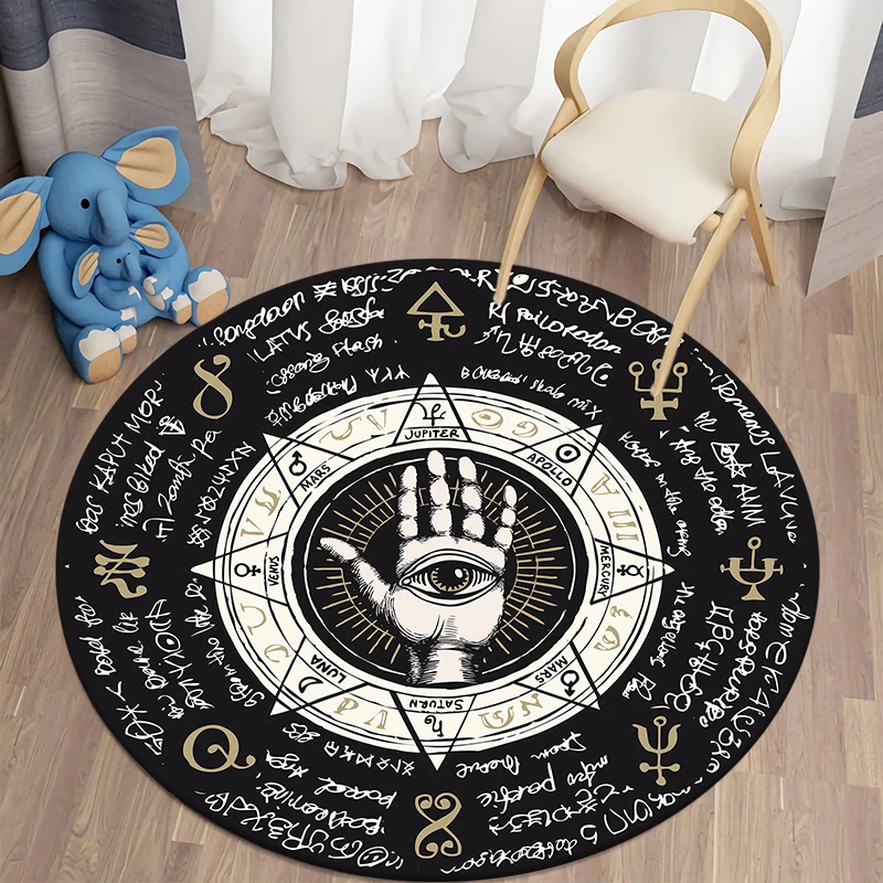 Bohemian Totem Style tarot Round Carpet Home Living Room Bedroom Bathroom Floor Decoration 