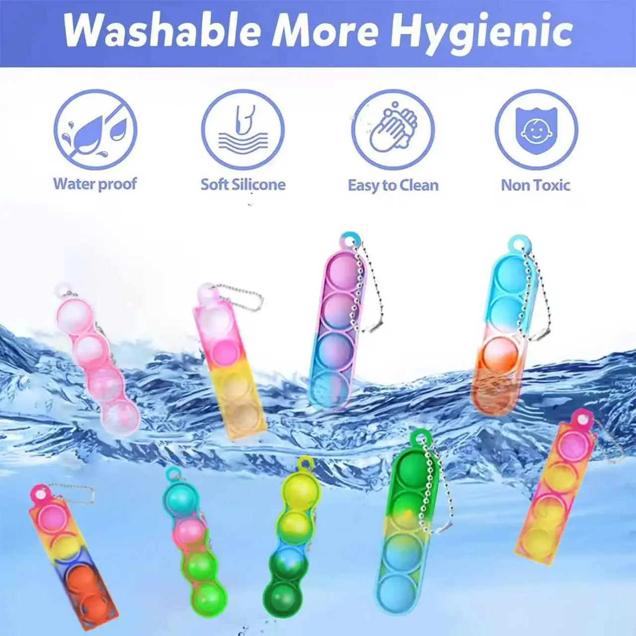 Mini Pop Keychain Fidget Toy For Kids 4-12Age Stress Relief Toys Party Favors Goodie Bag Stuffers Classroom Prizes Birthday Gift