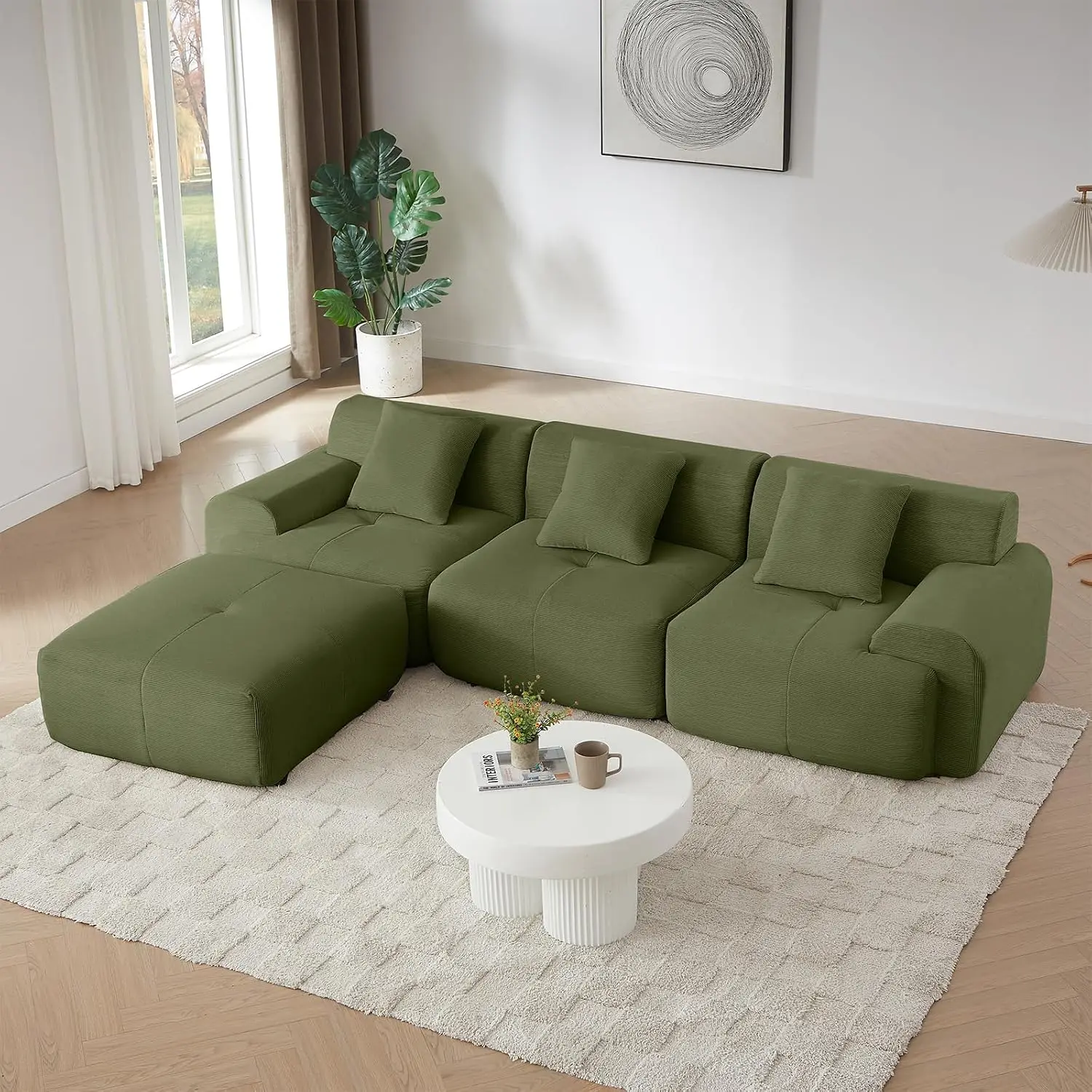 Cloud Couch – Boneless Modular Sectional Sofa with Ottoman, Oversized Sectional Couches for Living Room, Deep Seat,, Customized