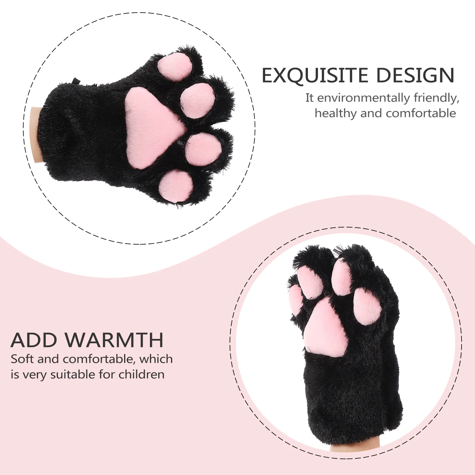 Cat Paw Mittens Black Paws Girl Clothing Fursuit Paws Winter Glove Cat\'s Claw Gloves White Claw Animal Cosplay Gloves