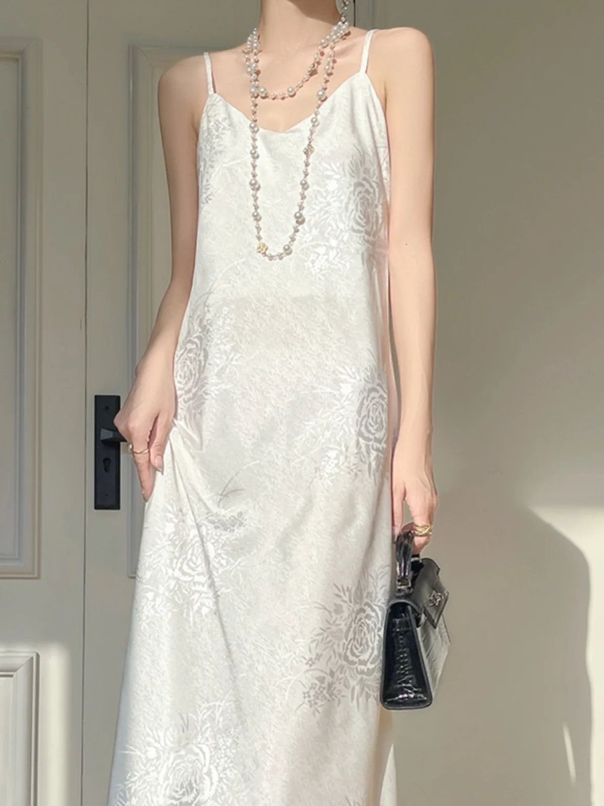 Ele cetim ter dr feminino primavera verão cintura alta saia longa emagrecimento acetato vestido de impressão floral para jovens adultos