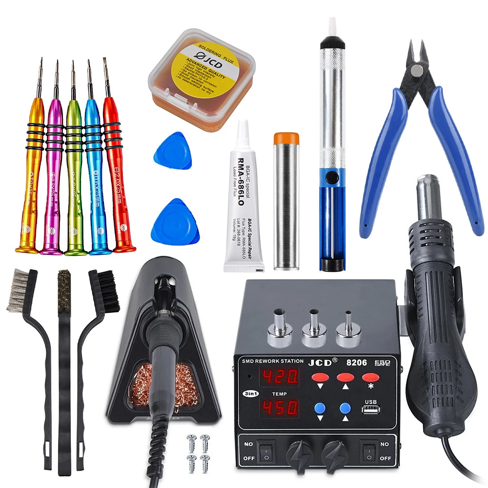 soldering iron 8206-SA-198 Two-in-one hot air table Mobile phone repair tools suit Electronic Maintenance tools