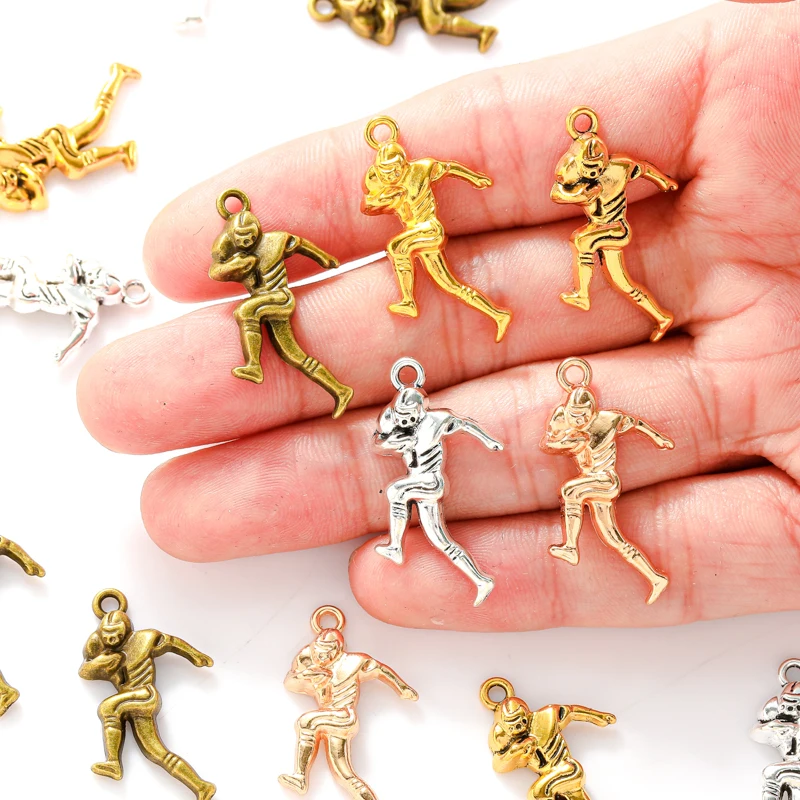 10pcs 5 colors rugby player Charm For Necklace Bracelet necklace Pendant DIY Jewelry Making Accessories 30*16mm I1133