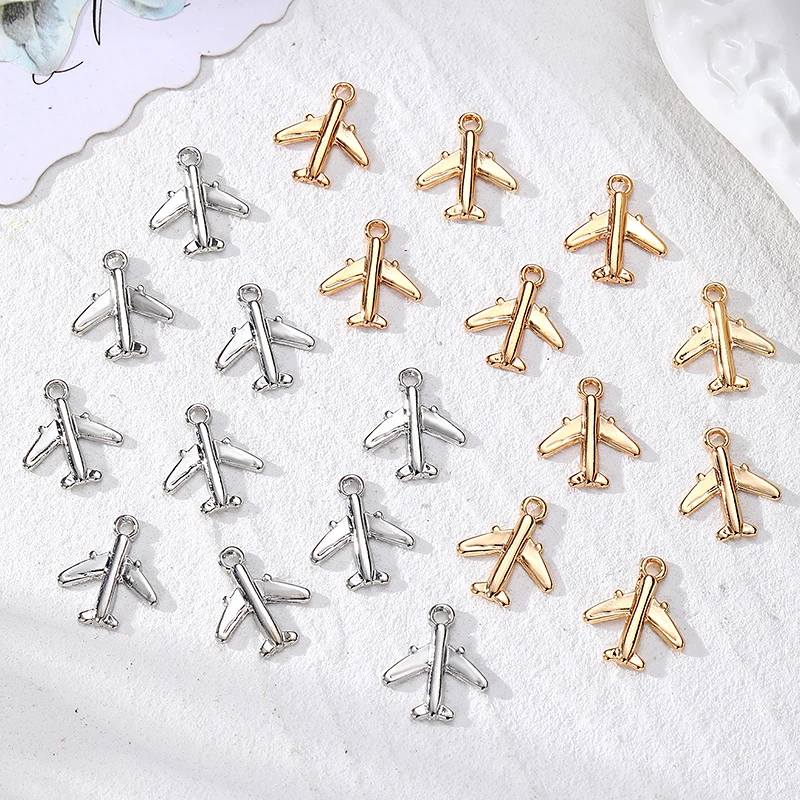 20pcs Mini Aeroplane Charms Alloy Pendant DIY For Earring Bracelet Jewelry Make