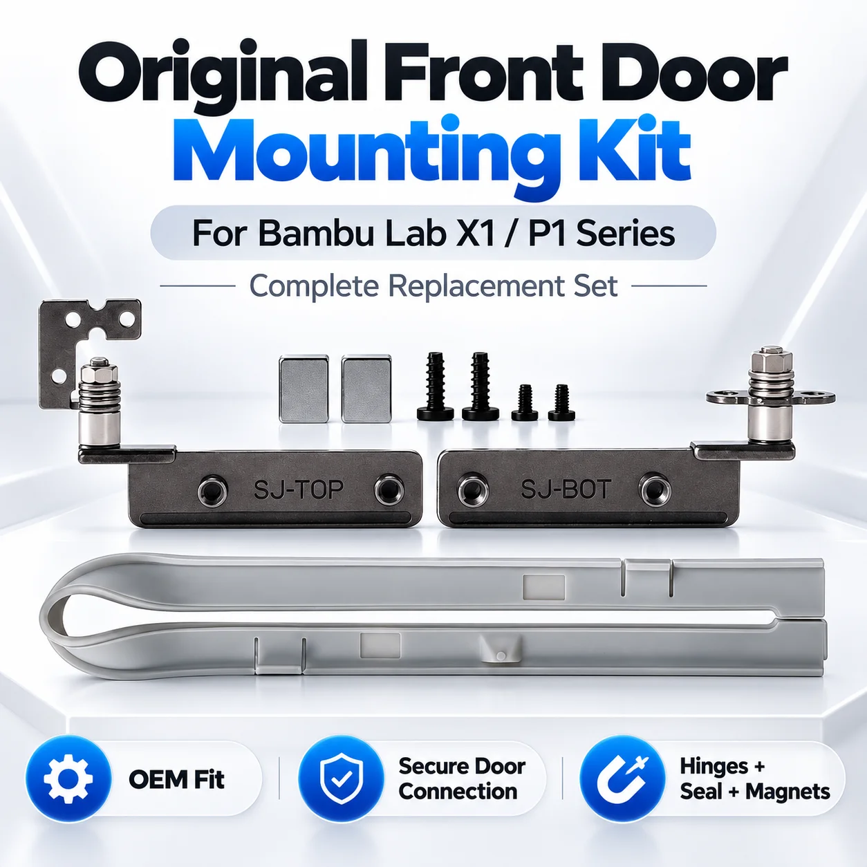 Original Bambu Lab Front Door Mounting Kit for X1/P1 Series 3D Printer, Hinge Magnet Seal Replacement Parts
