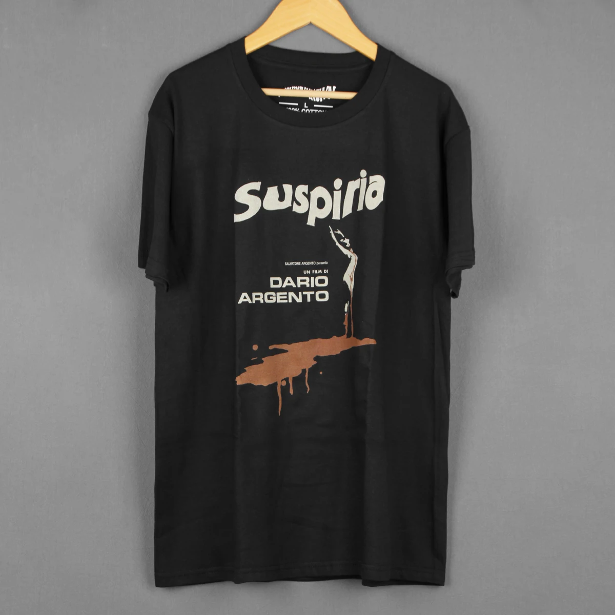 Suspiria Dario Argento T-Shirt Dawn of the Dead Horror Movie Cult Black Cotton Washed Long Sleeves Tee Shirt