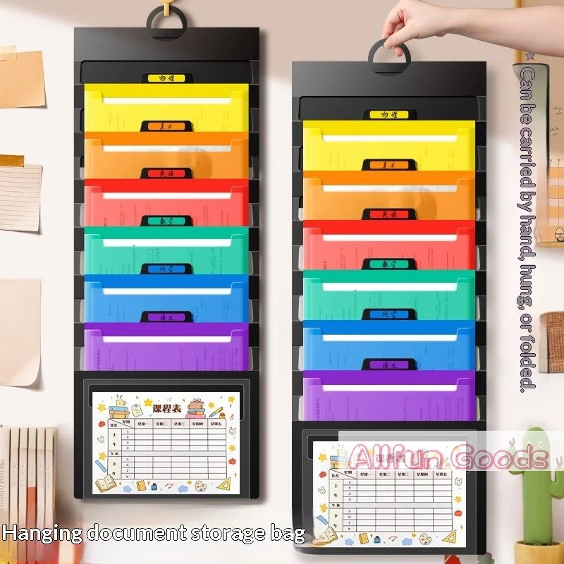 [TG835]File Organizer Folder Hanging Long Size Bond Paper Wall-Mounted Rainbow Classification Large Capacity Office Folder