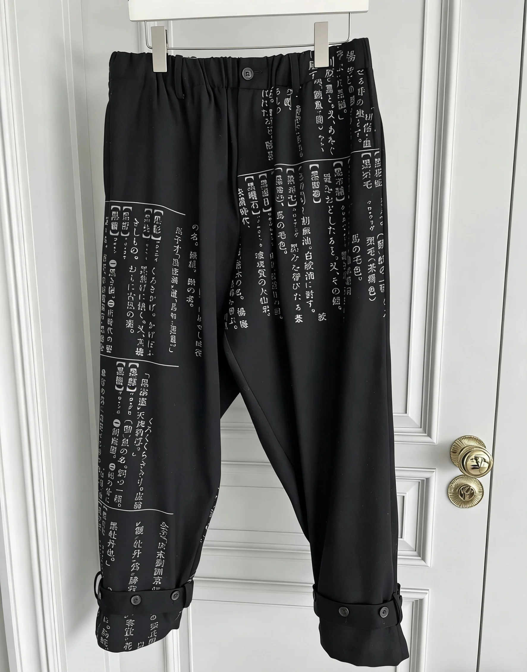 TOP-YAMAMOTO original design dictionary discharge print casual pants with dark wool catwalk style