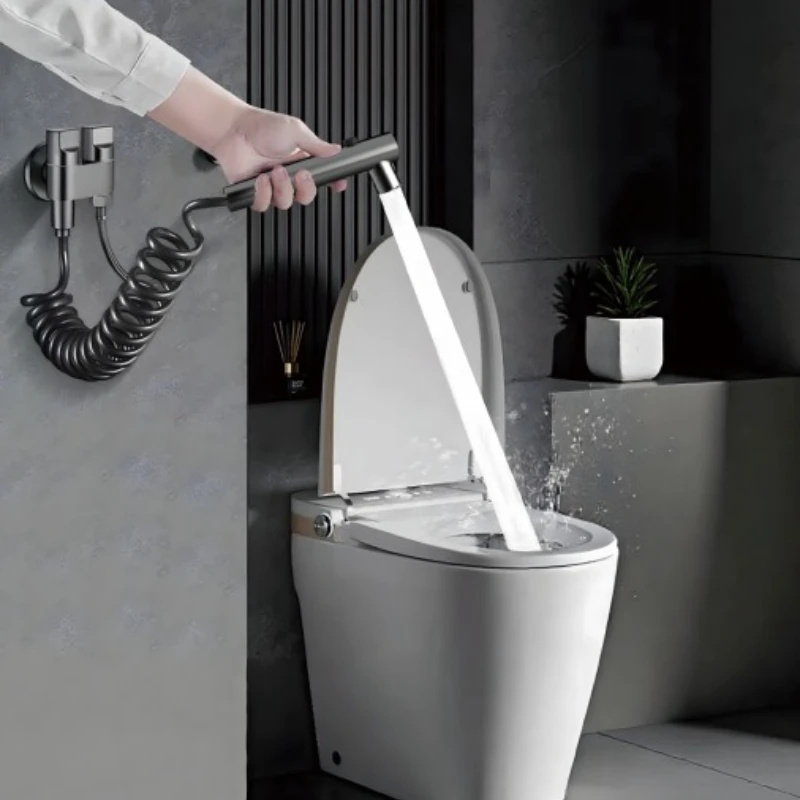 Stainless Steel Toilet Sprayer Adjustable Spray in Bathroom Easy Cleaning Angle Valve Multifunctional Bathroom Fixture Household