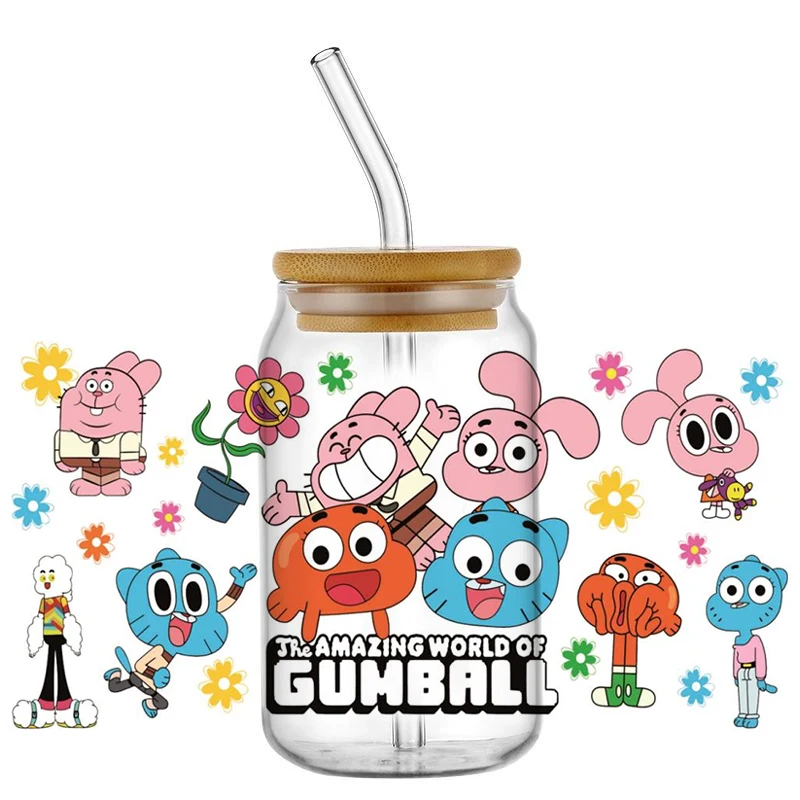 Miniso Gumball Decal UV DTF Cup Wrap for 16oz Libbey Glasses DIY 3D Cartoon Waterproof  Transfer Sticker