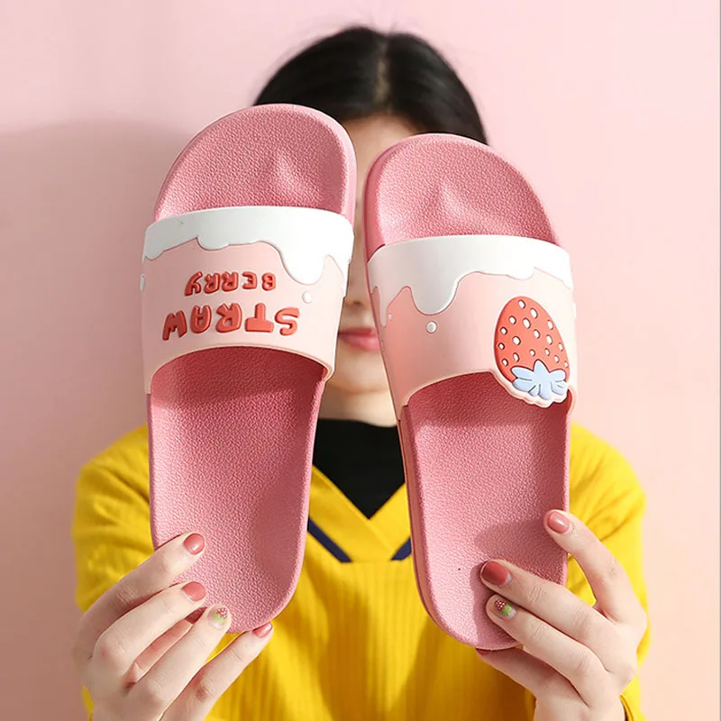 Women\'s Home Slipper Cute Fruit Sandals Summer Flip Flops Beach  antiskid Casual outdoors slippers Female Thick bottom slippers