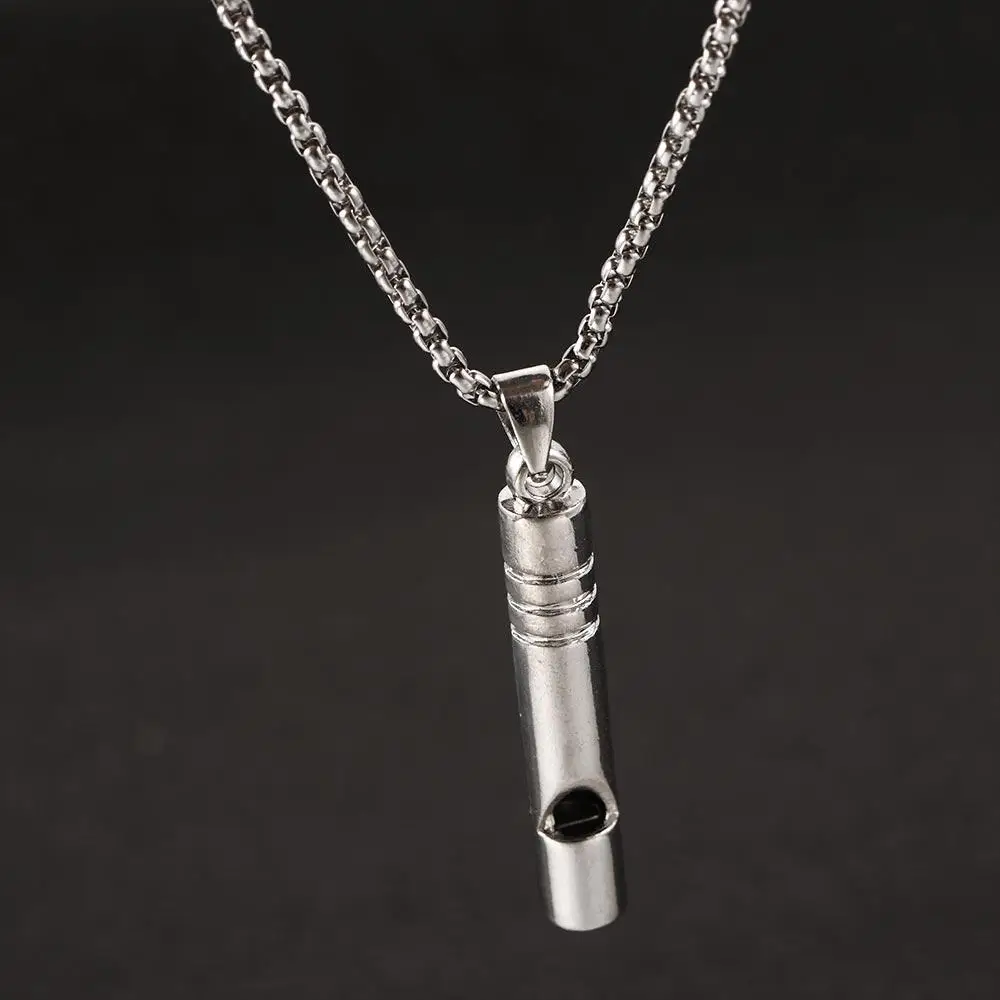Trendy Personality Cool style Hip-hop Women Alloy Titanium steel chain Whistle necklace Sweater chain Necklace for men